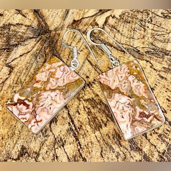 Crazy Lace Agate Earrings 1 7/8” - Picture 8 of 10